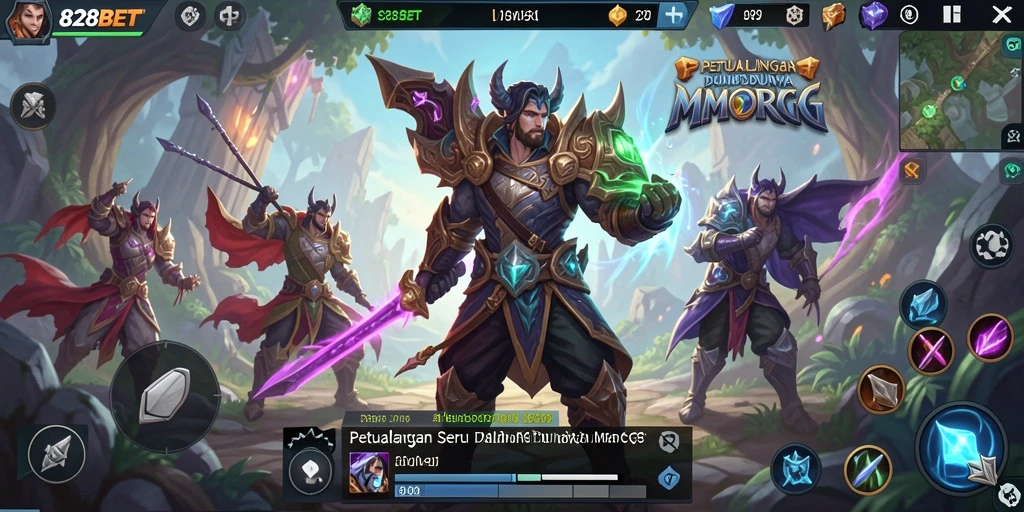 Screenshot gameplay 828BET menampilkan pertempuran epik dalam dunia MMORPG.