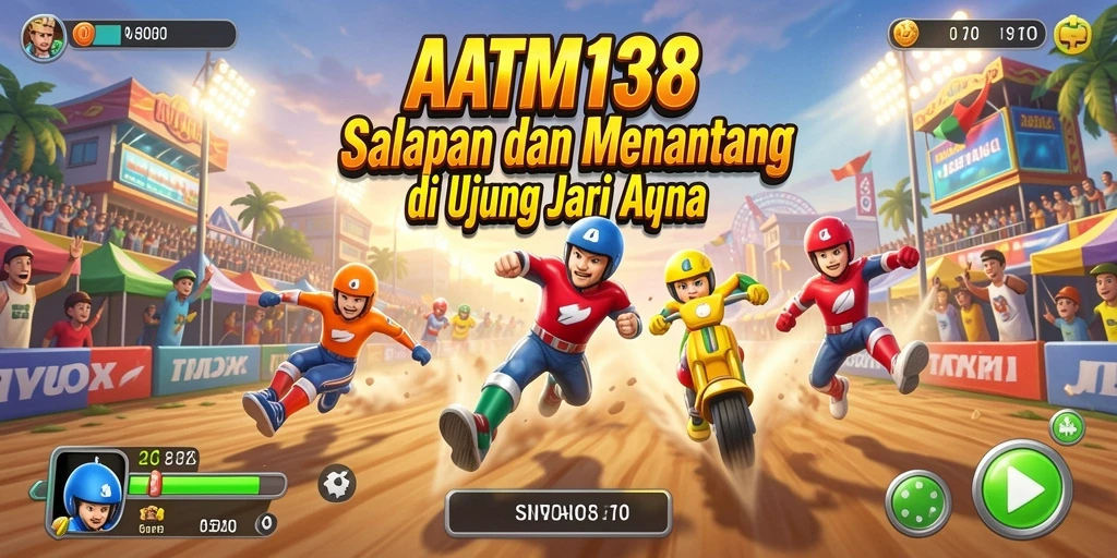 Tampilan gameplay menarik dari ATM138 saat balapan di trek menantang.