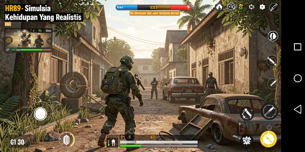 Tampilan gameplay HR89 yang menggambarkan simulasi kehidupan nyata.