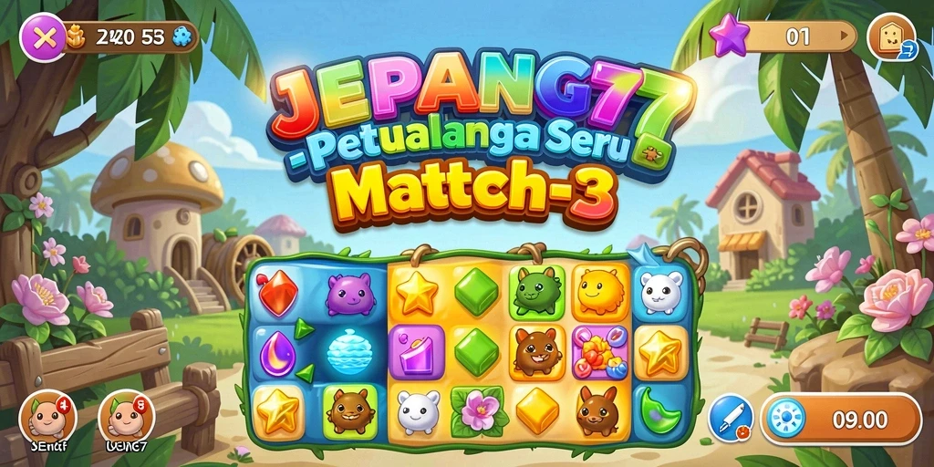 Screenshot gameplay JEPANG77 menunjukkan kombinasi warna-warni yang menantang.