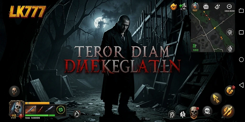 Screenshot gameplay LK777 dengan suasana horor yang mencekam.