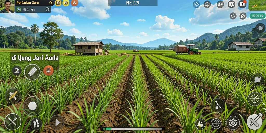 Tampilan gameplay NET29 menunjukkan aktivitas pertanian yang seru dan menyenangkan.