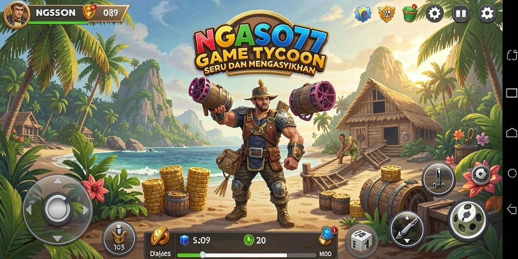 Screenshot gameplay NGASO77 menampilkan manajemen bisnis yang strategis.