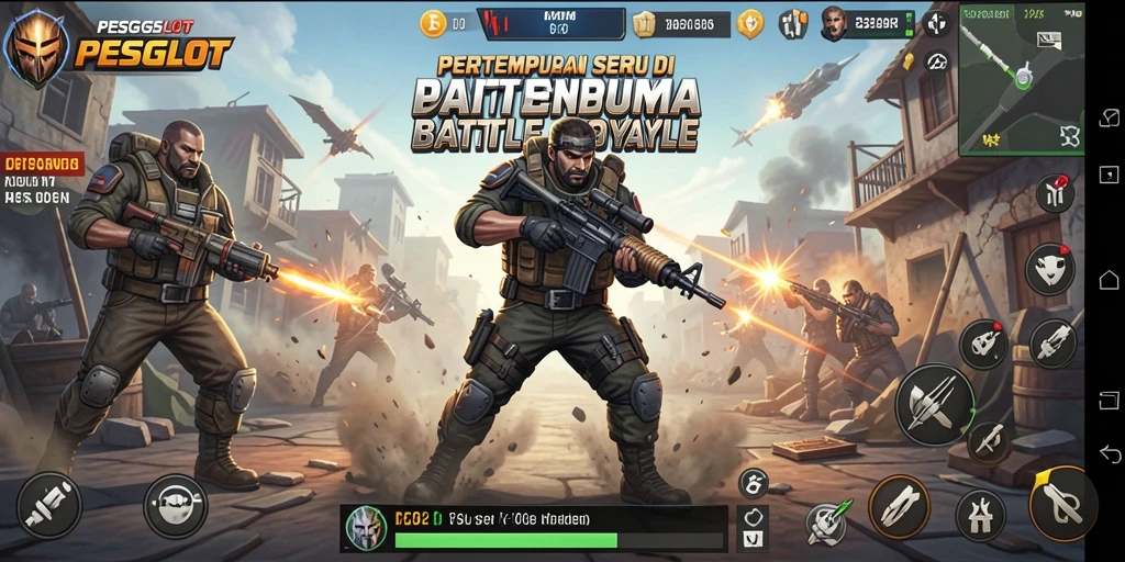 Gameplay dinamis dengan pertempuran yang intens di PESGSLOT.