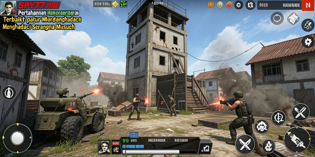Tampilan gameplay SPY77 yang mendebarkan dalam Tower Defense.