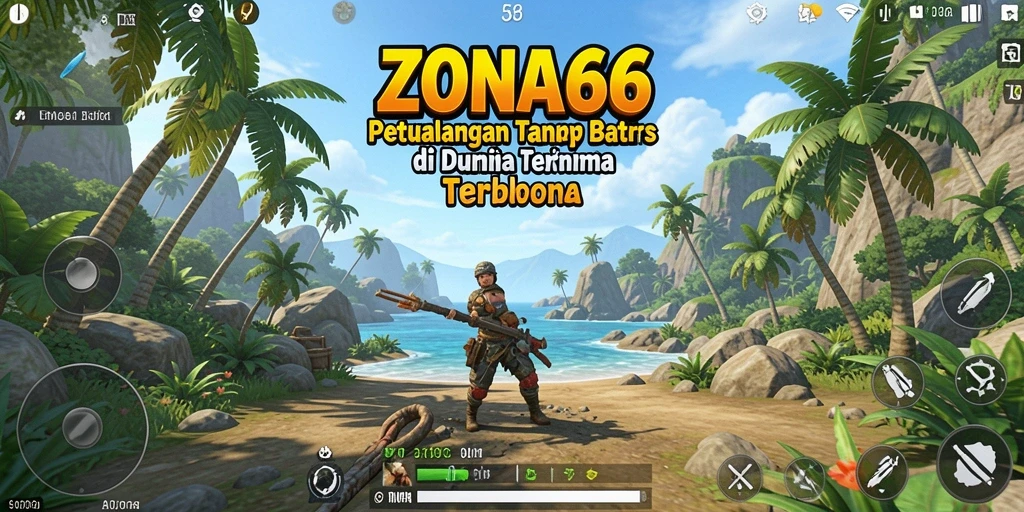 Tangkapan layar ZONA66 menampilkan pengalaman bermain di dunia terbuka yang luas.